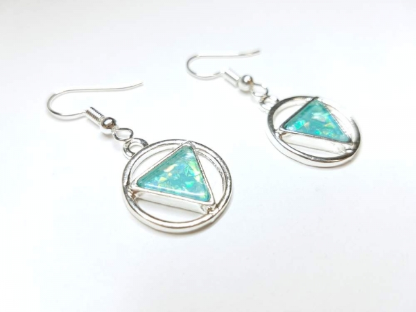 Dreieck im Kreis Ohrringe silberfarben türkis